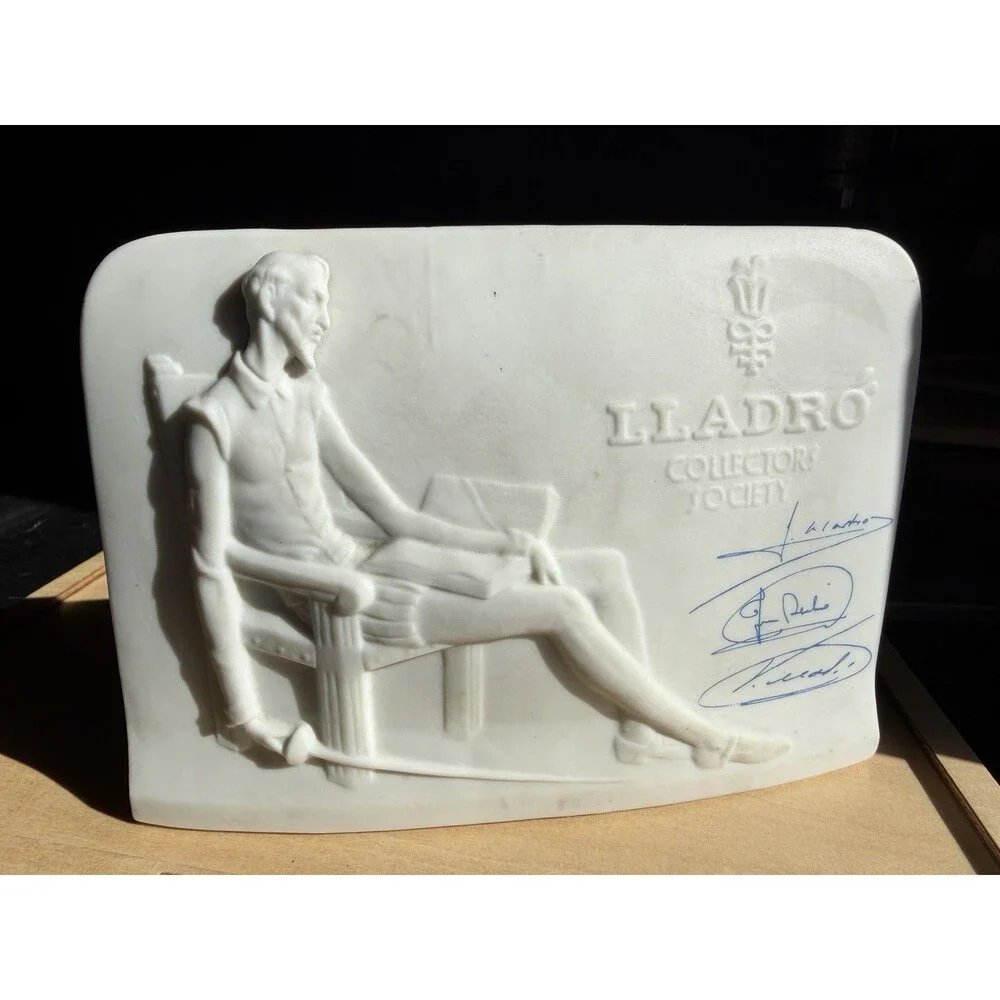 Vintage Lladro Collectors SocietyDon Quixote Bisque PorcelainPlaque